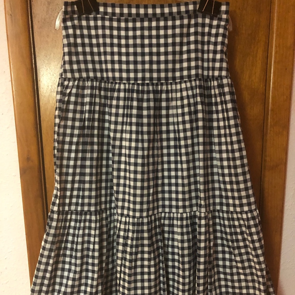J. Crew navy gingham three tier skirt